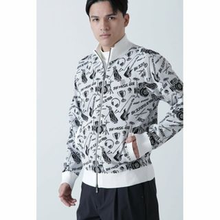 【ホワイト】14Gミュージック柄ジャガードニットブルゾン (MENS)(その他)