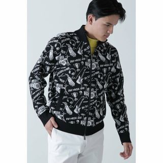 【ブラック】14Gミュージック柄ジャガードニットブルゾン (MENS)(その他)