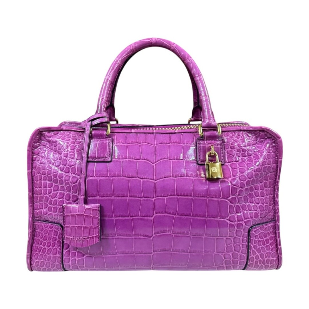 LOEWE - ロエベ アマソナ36 ハンドバッグ クロコダイル パープル レディース LOEWE  中古