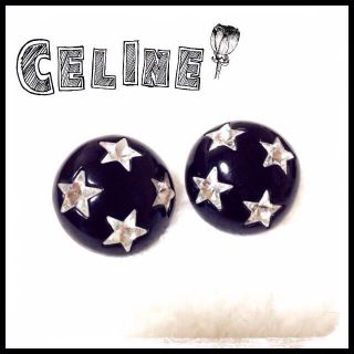 セリーヌ(CELINE)のCELINE黒×クリア星イヤリング(イヤリング)