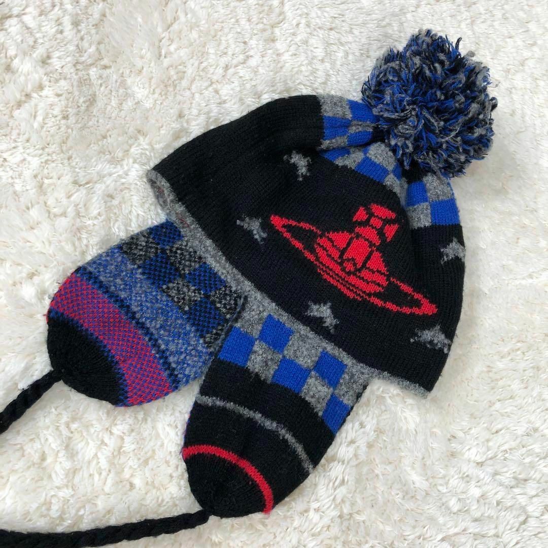 Vivienne Westwood 廃盤 耳当て ニット帽 オーブ 星 ブラック Vivienne Westwood 廃盤 耳当て ニット帽 オーブ 星 ブラック