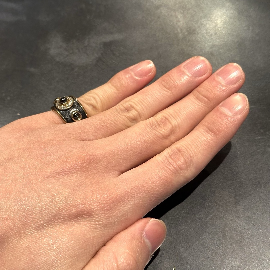 24時間限定タイムセール SILVER925 LEATHER RING/シルバー DESIGN STONE アクセサリー