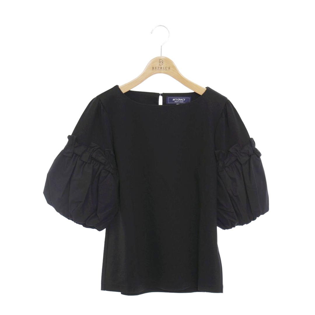 エムズグレイシー 215113 Tシャツ カットソー 40 ブラック 袖 エムズグレイシー 215113 Tシャツ カットソー 40 ブラック 袖