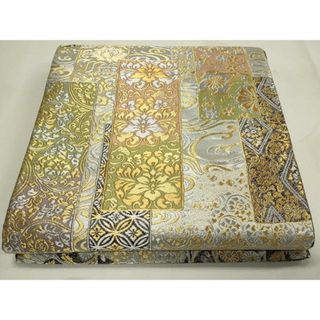開き名古屋帯 秀品 ぽかっ 流水 唐草 箔 金彩 青灰色 正絹 開き名古屋帯 秀品 ぽかっ 流水 唐草 箔 金彩 青灰色 正絹