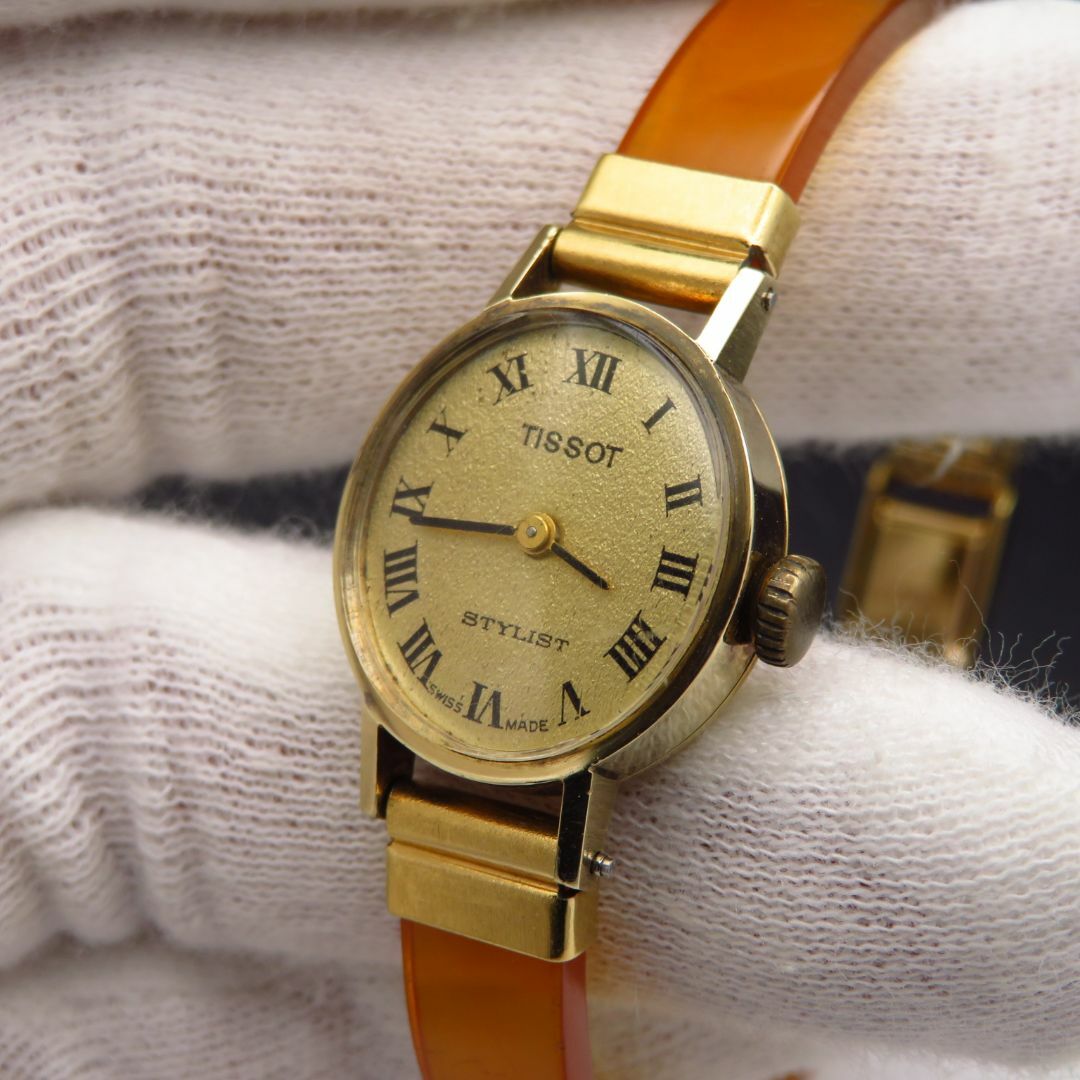 TISSOT - TISSOT STYLIST 手巻き腕時計 14K 金製 ビンテージ の TISSOT - TISSOT STYLIST 手巻き腕時計 14K 金製 ビンテージ の