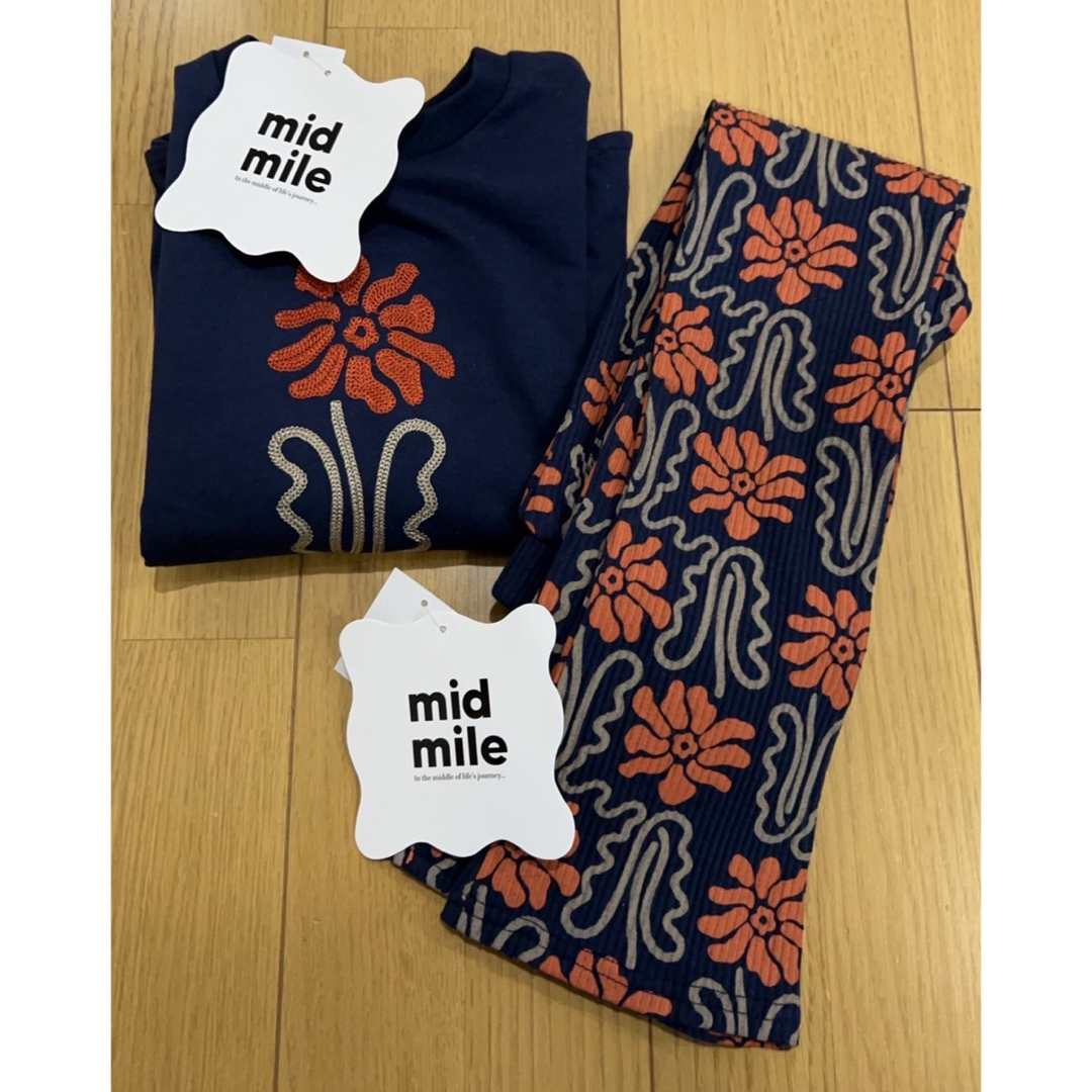 しまむら mid mile 総柄パンツ 刺繍ロンT セット 120㎝ キッズ/ベビー/マタニティのキッズ服男の子用(90cm~)(パンツ/スパッツ)の商品写真