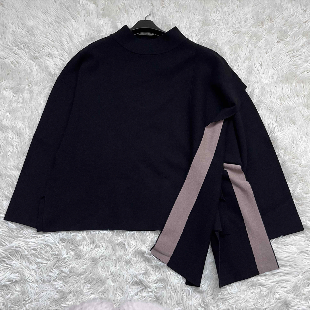 極美品 ADORE ドライストレッチニットプルオーバー ハイゲージ 38 黒 極美品 ADORE ドライストレッチニットプルオーバー ハイゲージ 38 黒