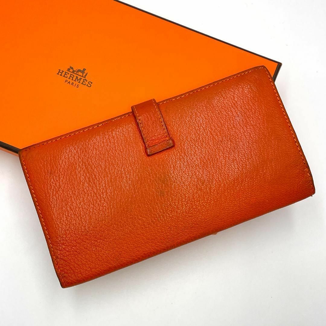 エルメス 長財布 ベアンクラシック シェーブル オレンジ エルメス 長財布 ベアンクラシック シェーブル オレンジ