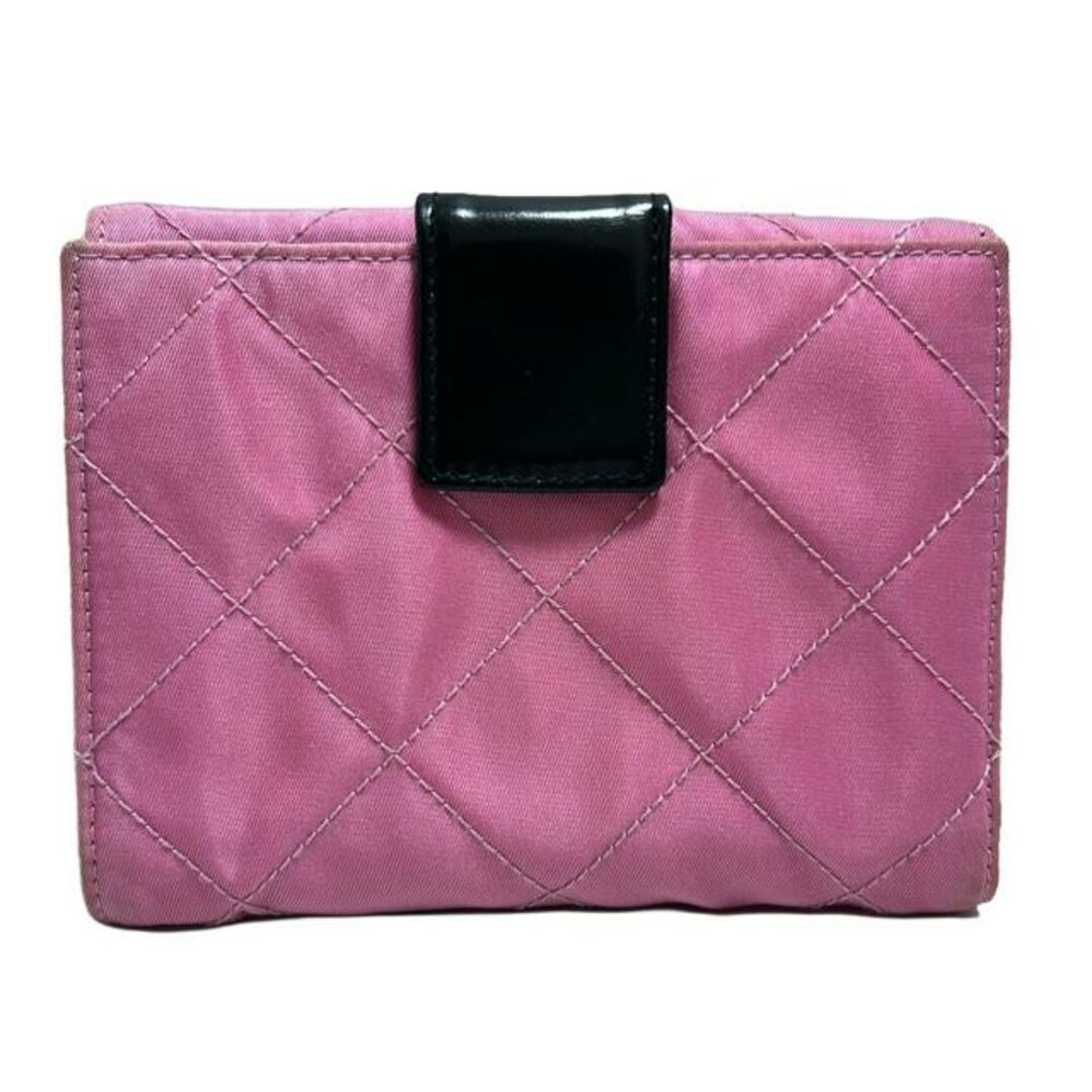 PRADA(プラダ) Wホック財布 - ピンク×黒 キルティング レザー PRADA(プラダ) Wホック財布 - ピンク×黒 キルティング レザー