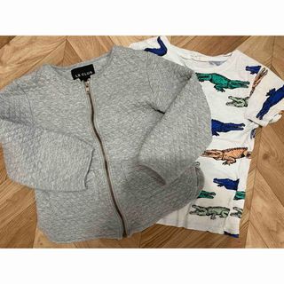 エイチアンドエム(H&M)のTシャツ h&m 122 綿 ワニ ガウン スリーパー 長袖 キルト ジャンパー(Tシャツ/カットソー)