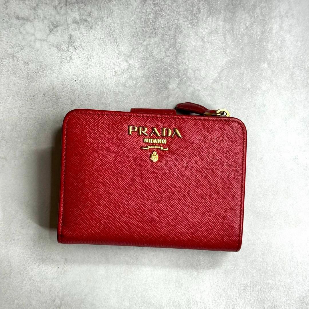 PRADA プラダ / サフィアーノメタルコンパクトウォレット レッド PRADA プラダ / サフィアーノメタルコンパクトウォレット レッド