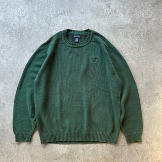 ランズエンド(LANDS’END)の90s ランズエンド コットンニット USA製 グリーン XL 企業ロゴ(ニット/セーター)