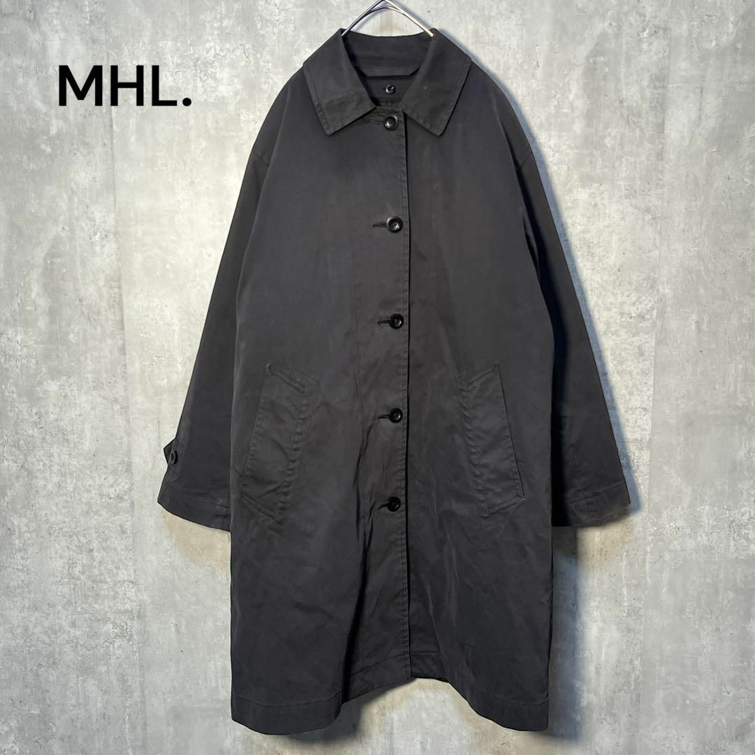 MHL. ピーチ起毛コットンナイロン ステンカラーコート ダウン MHL. ピーチ起毛コットンナイロン ステンカラーコート ダウン