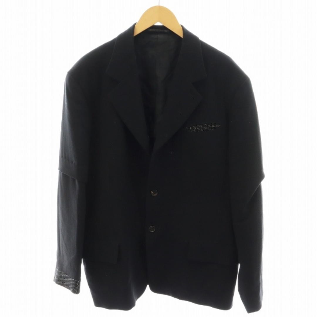 YOHJI YAMAMOTO テーラードジャケット シングル 刺し子 M 黒 YOHJI YAMAMOTO テーラードジャケット シングル 刺し子 M 黒