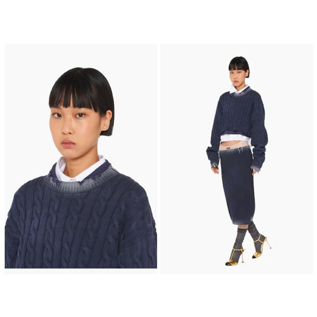 MIU MIU - miumiu ミュウミュウ クロップド コットン ニット 38 MIU MIU - miumiu ミュウミュウ クロップド コットン ニット 38