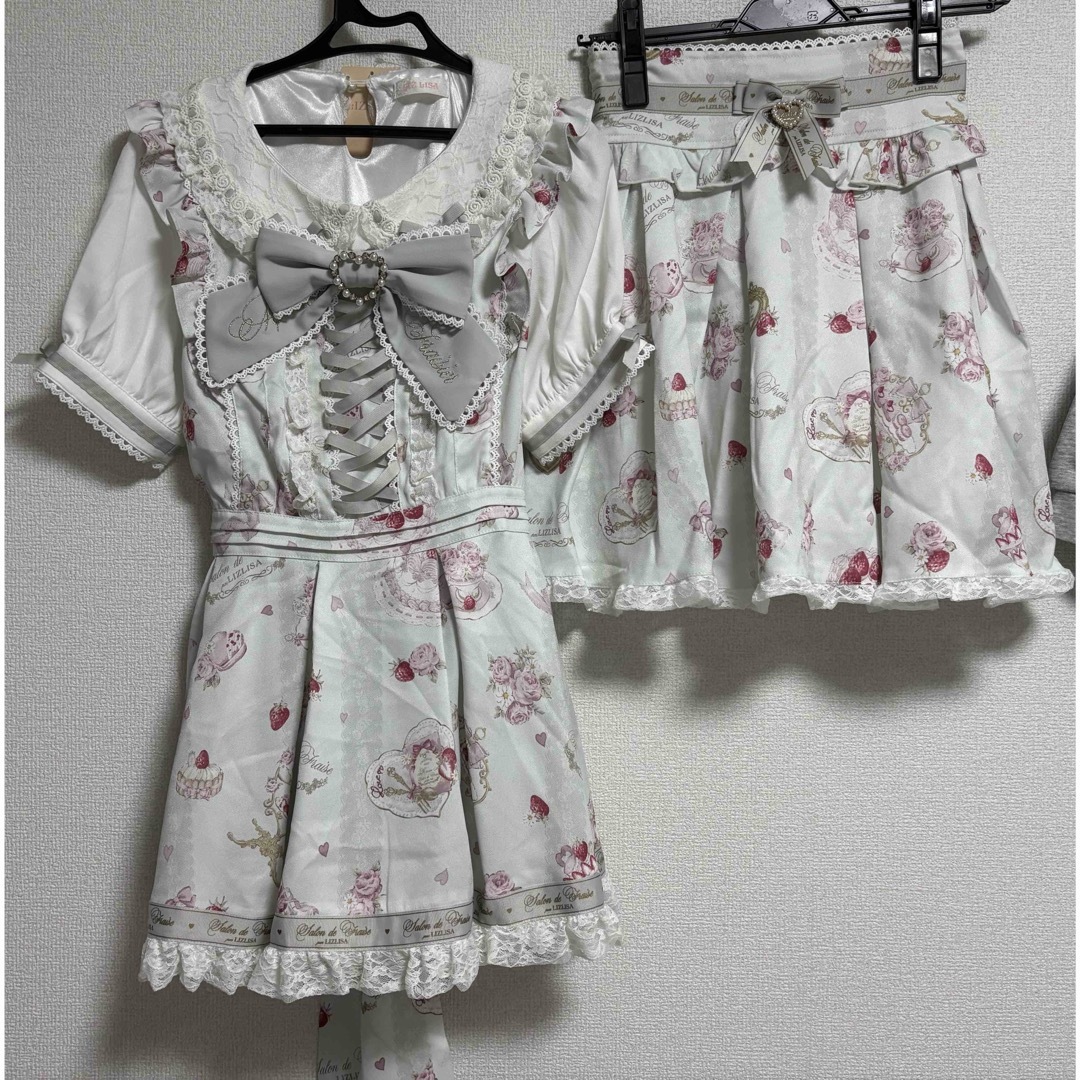 リズリサ Salon de Fraise 柄セットアップ ミントグリーン 半袖 リズリサ Salon de Fraise 柄セットアップ ミントグリーン 半袖