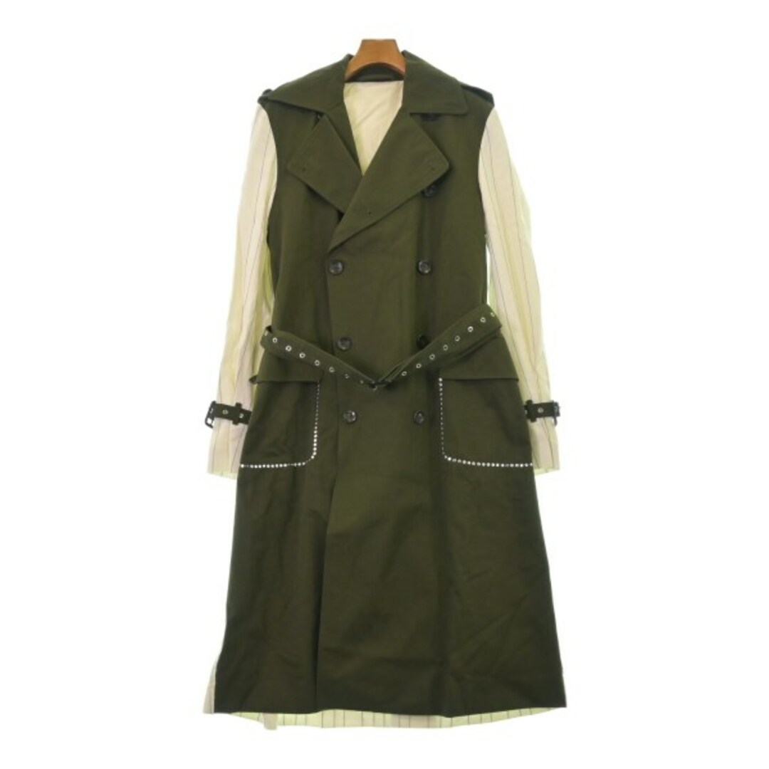 WALES BONNER トレンチコート 44(S位) カーキx白 【古着】【中古 WALES BONNER トレンチコート 44(S位) カーキx白 【古着】【中古