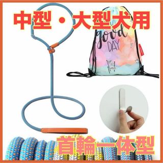 犬用リード 大型 中型 しつけ スリップリード 首輪一体型 レザーハンドル 訓練(犬)