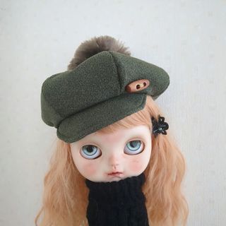 ブライス帽子　カーキ③(人形)
