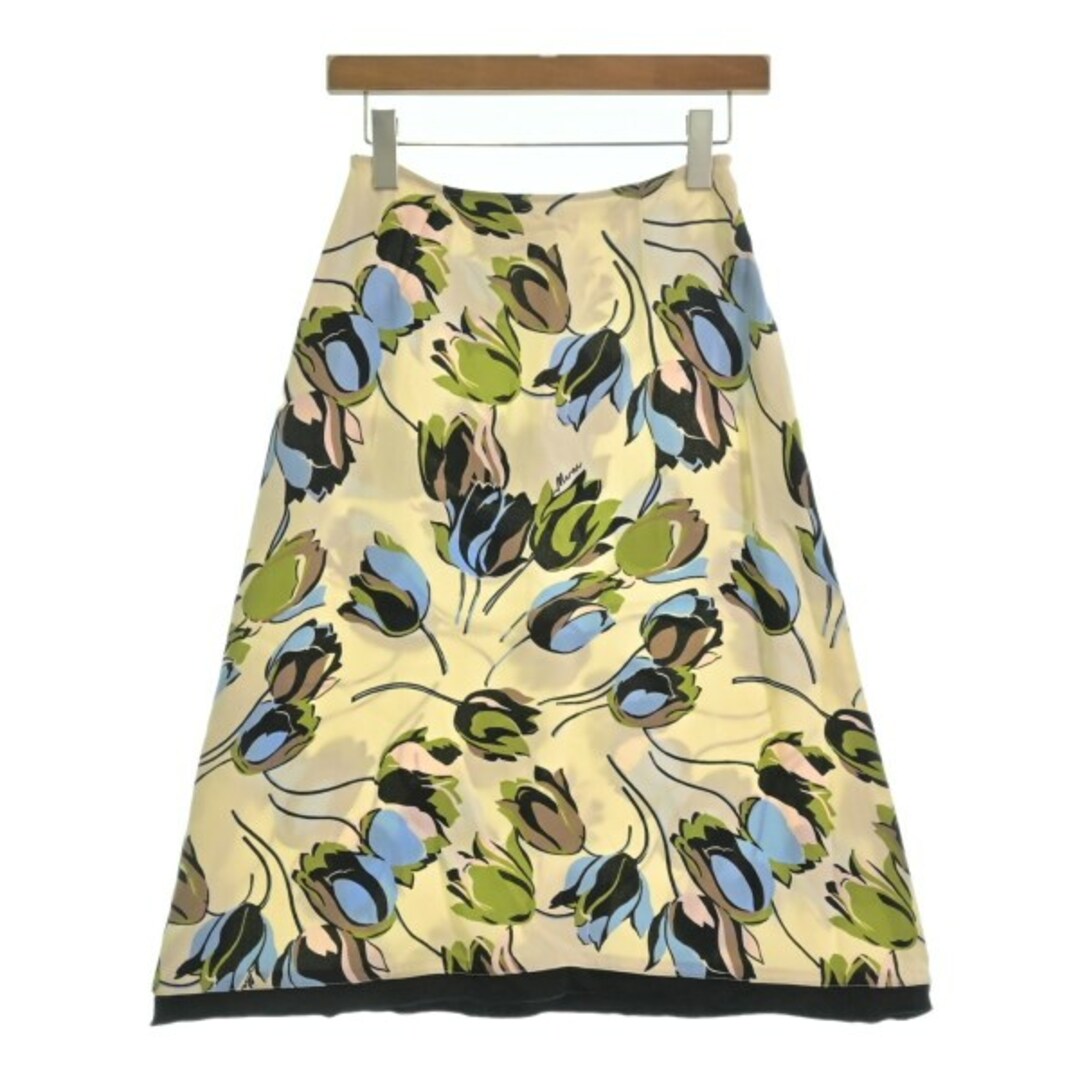MARNI マルニ ひざ丈スカート 40(M位) クリーム系x緑x水色(花柄)