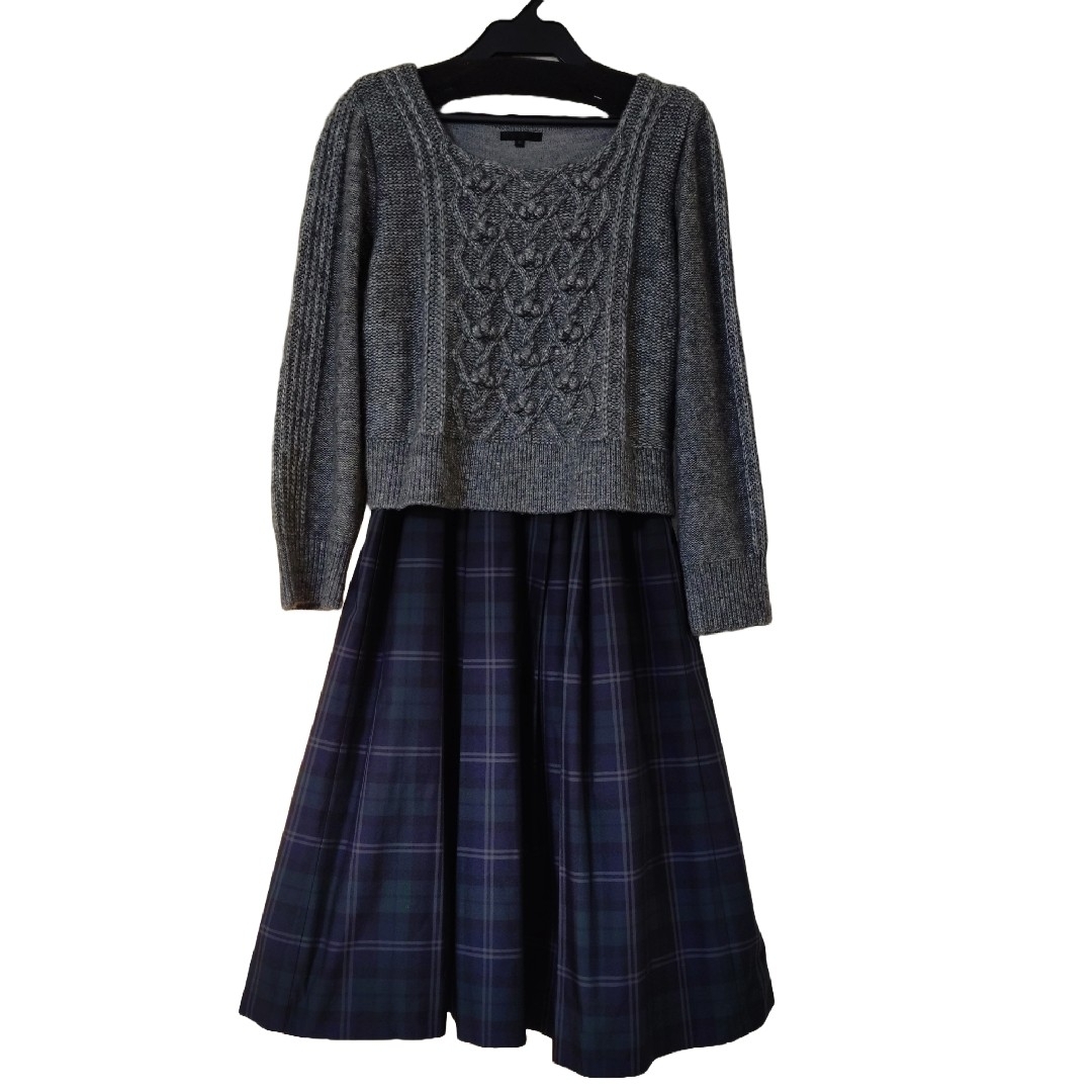TO BE CHIC - TO BE CHIC トゥービーシック ワンピース ニット 異素材 チェック
