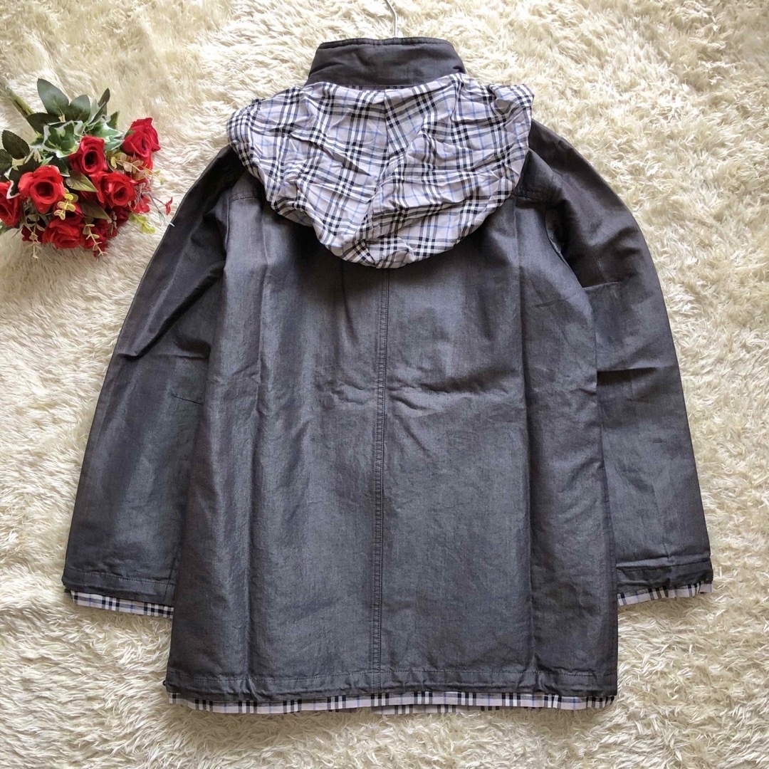 BURBERRY LONDON♪スプリングコート チェック フード 大きめ BURBERRY LONDON♪スプリングコート チェック フード 大きめ