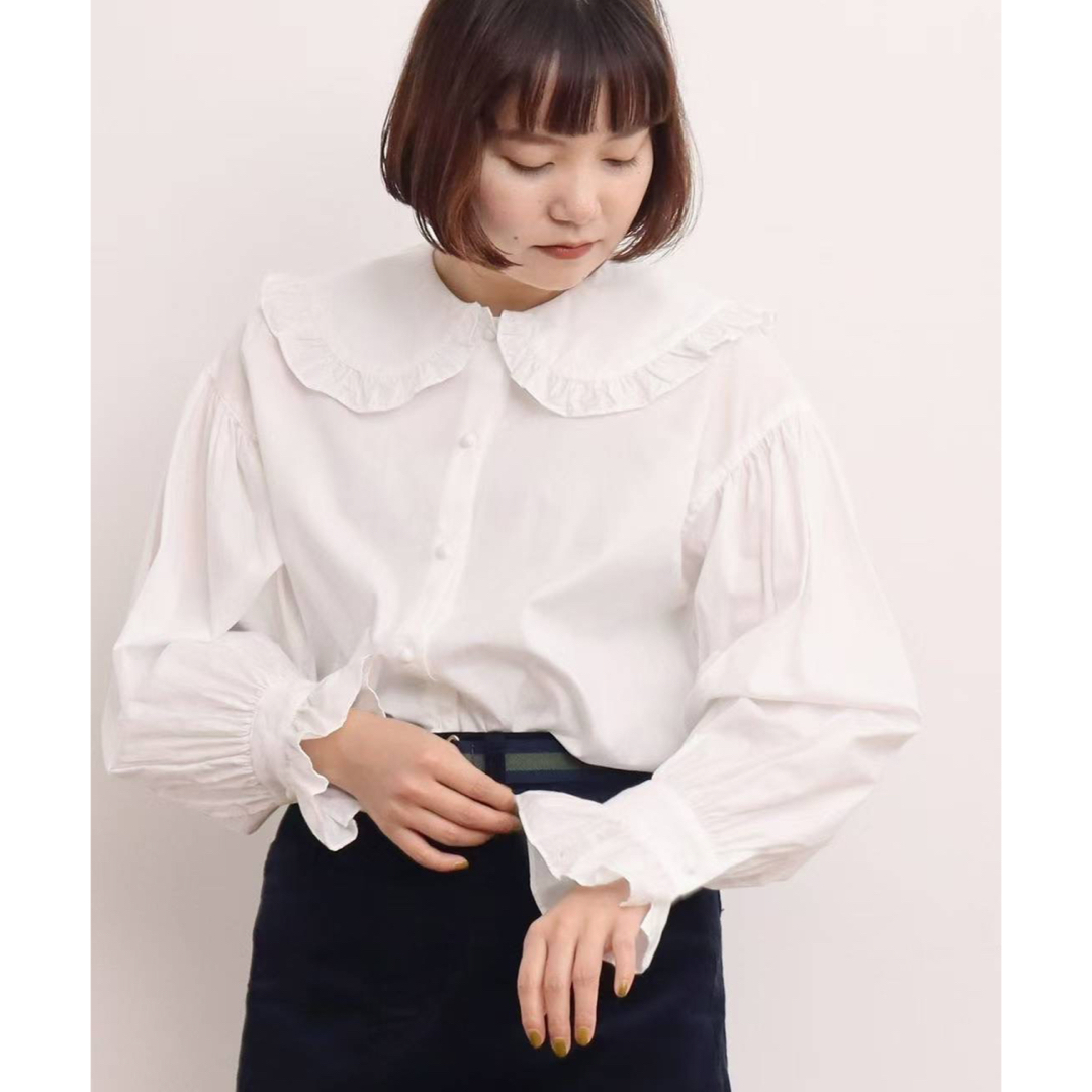 Dot＆Stripes CHILD WOMAN 50ブロード 大きめ丸襟ブラウス