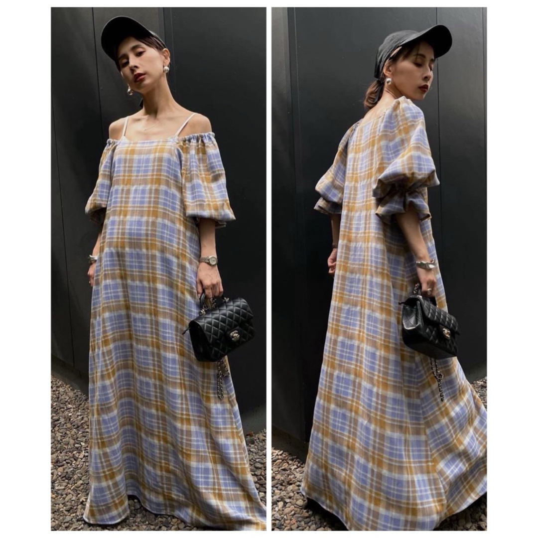 ロングワンピース+マキシワンピース Ameri VINTAGE - Ameri LACEY CHECK PUFF DRESS