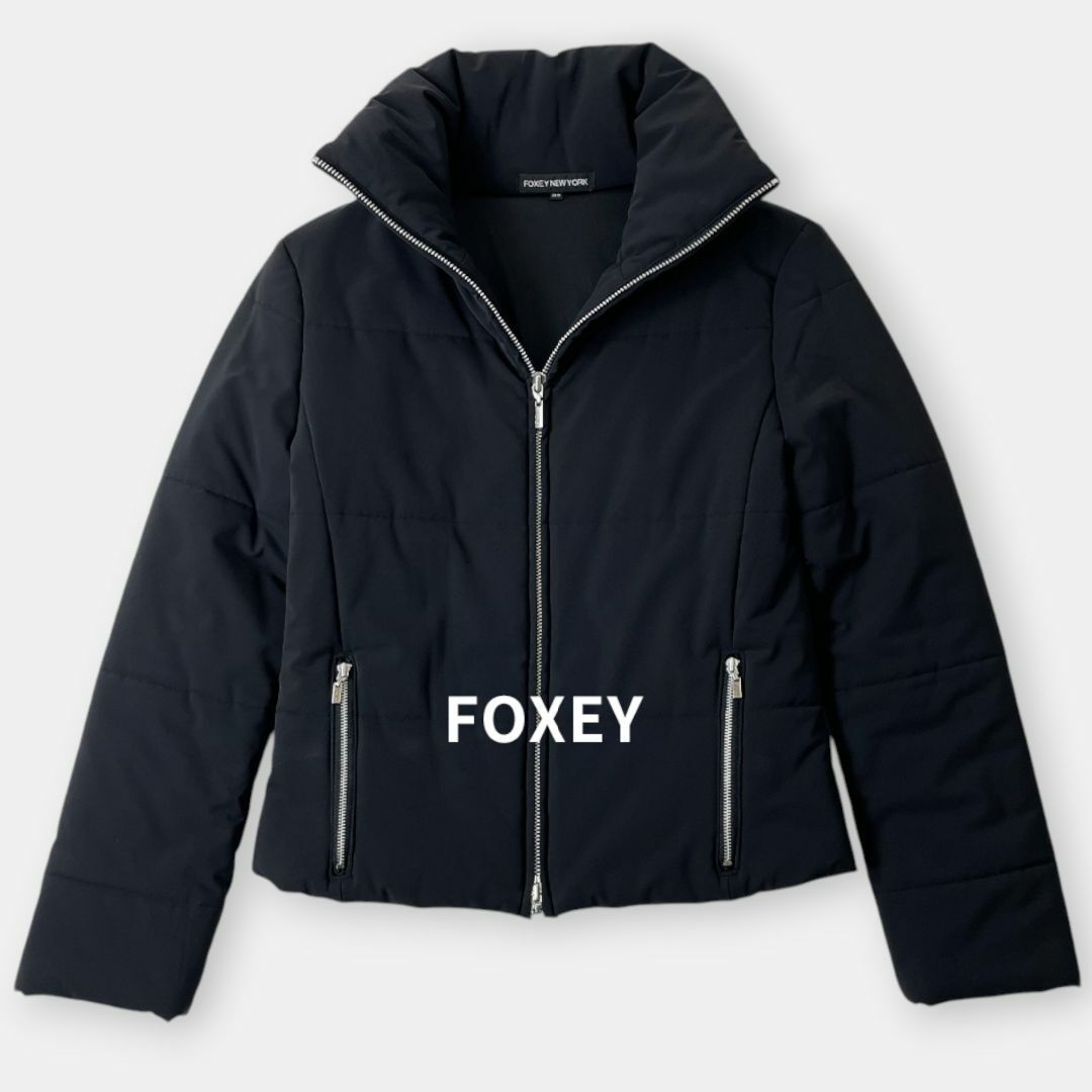 FOXEY NEW YORK フォクシー 中綿 ジップアップ ジャケット 黒 M FOXEY NEW YORK フォクシー 中綿 ジップアップ ジャケット 黒 M