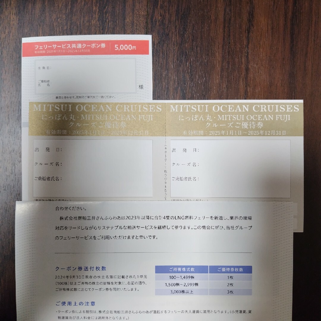 商船三井 株主優待券の最新セット1セット チケットの優待券/割引券(その他)の商品写真