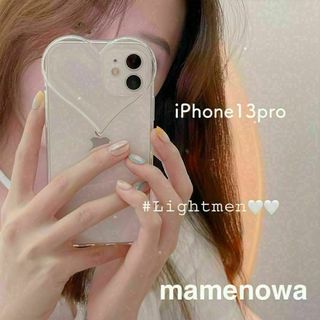 韓国　iPhone13proケース　スマホケース　ハート　クリア　透明　可愛い(iPhoneケース)