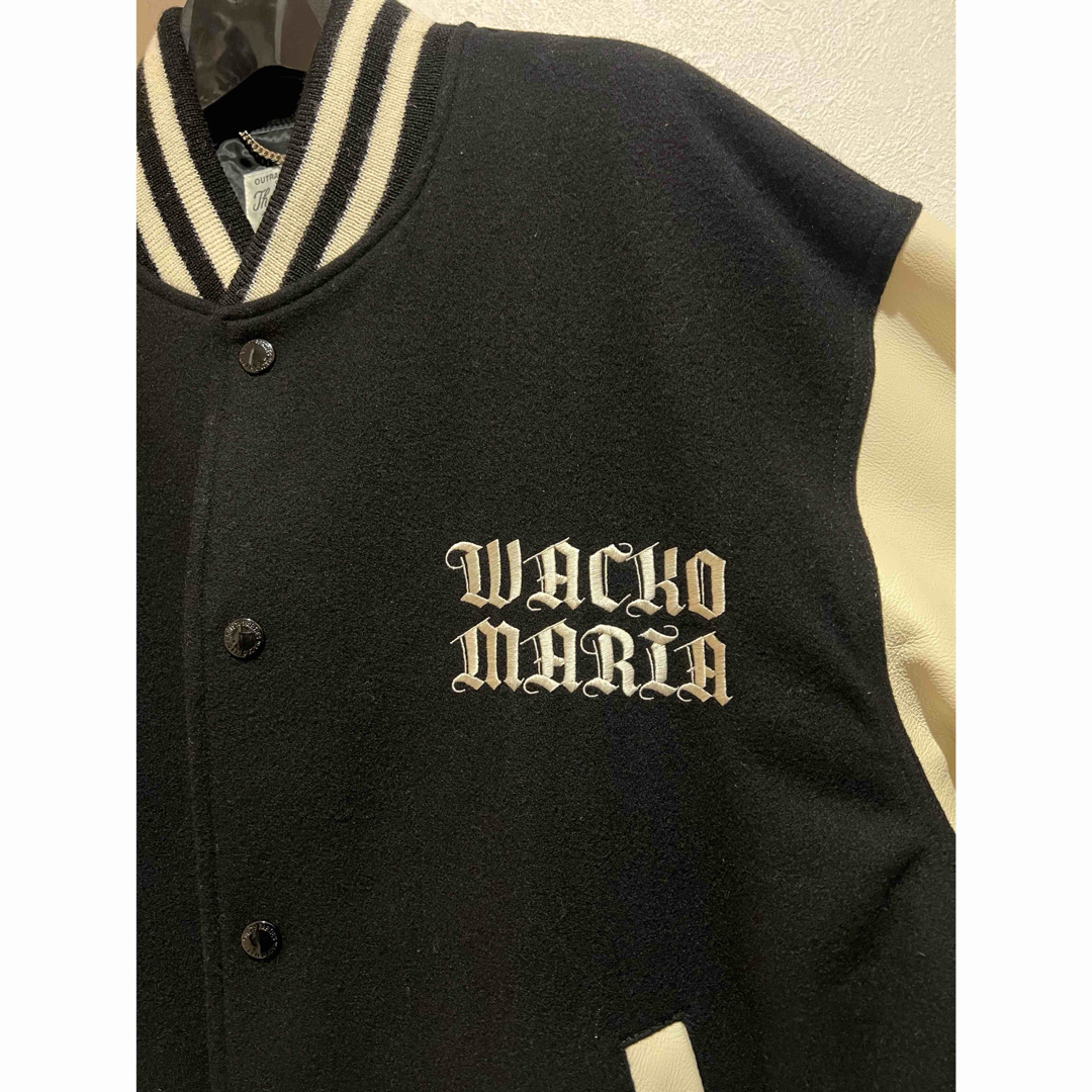 希少SサイズWACKO MARIA/LEATHER VARSITY JACKET