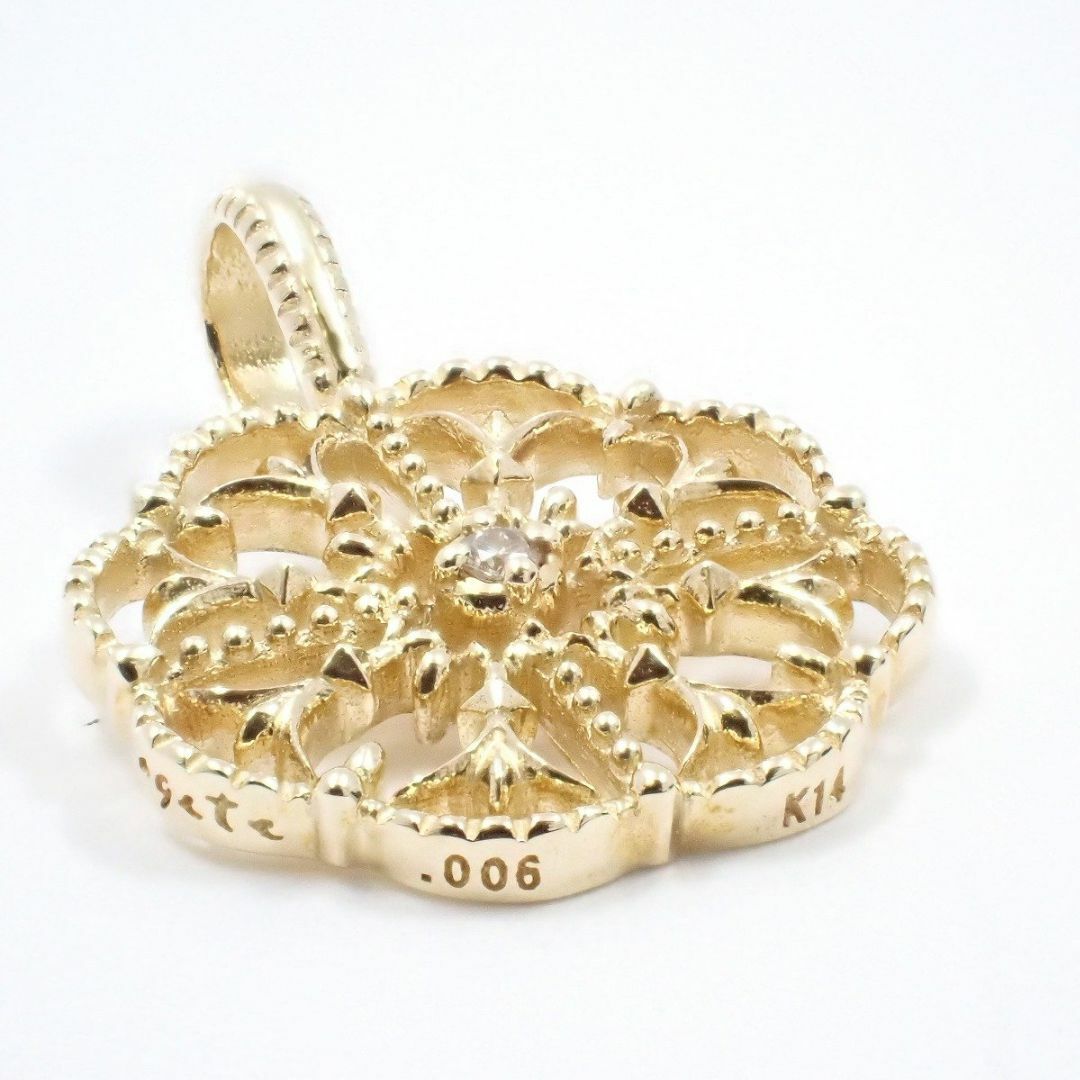 agete アガット 透かし ペンダントトップ K14YG/ダイヤモンド0.06ct agete アガット 透かし ペンダントトップ K14YG/ダイヤモンド0.06ct