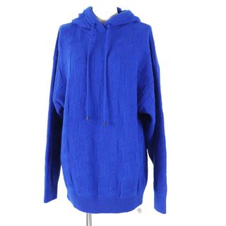 エルメス(HERMES)の未使用品◎HERMES エルメス 24SS 4E2623D3 ウール オーバーサイズ Hモチーフ 長袖 ニット パーカー／フーディ ブルー 34 イタリア製 正規品 レディース(パーカー)