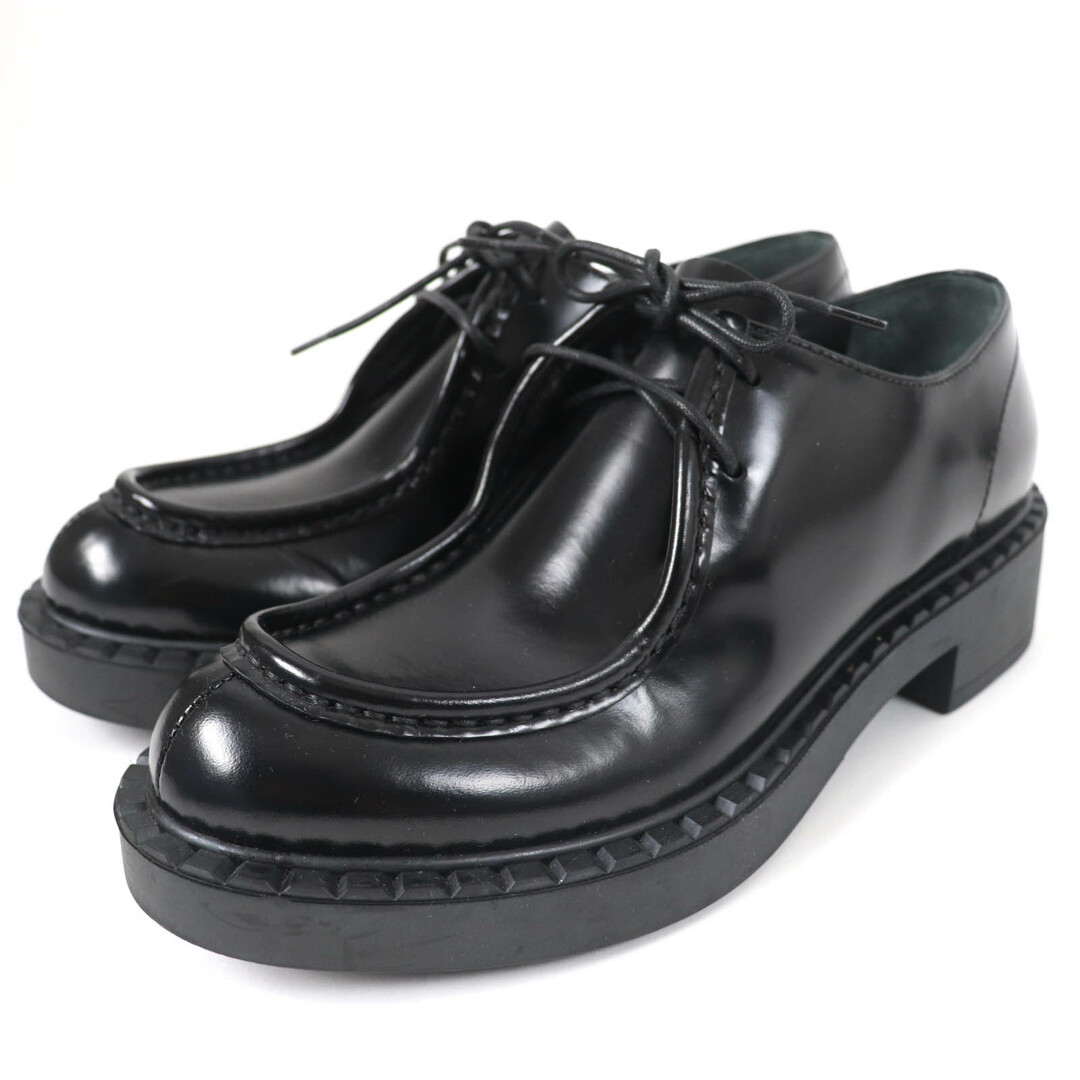 PRADA - 美品☆PRADA プラダ 1E249N レースアップ ブラッシュドレザー レザーシューズ ブラック 36.5 箱・保存袋付き イタリア製 レディース