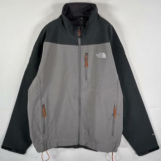 ザノースフェイス(THE NORTH FACE)の古着 ザ・ノースフェイス THE NORTH FACE ソフトシェルジャケット フルジップ ワンポイント刺繍ロゴ APEX XL ブラック グレー メンズ(その他)