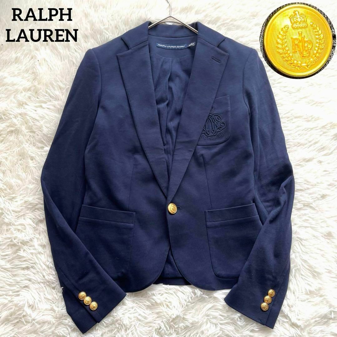 美品】ラルフローレン 紺ブレ ブレザー 金ボタン エンブレム 美品】ラルフローレン 紺ブレ ブレザー 金ボタン エンブレム