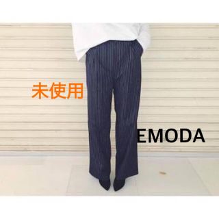 エモダ(EMODA)の【試着のみ！】♡EMODA ランダムボーダー ワイドスラックスパンツ(カジュアルパンツ)