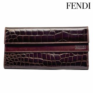 FENDI - FENDI ヴィンテージ クロコダイル 三つ折り 長財布 小銭 FENDI - FENDI ヴィンテージ クロコダイル 三つ折り 長財布 小銭