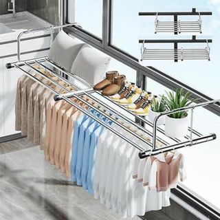 物干し 折りたたみ ベランダ 物干し 伸縮可能 78-140cm 組立不要 洗濯(日用品/生活雑貨)