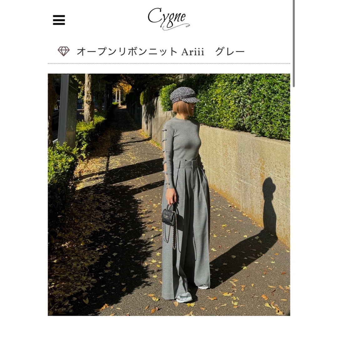 Cygne シーニュ オープンリボンニット Ariii グレー size1 Cygne シーニュ オープンリボンニット Ariii グレー size1