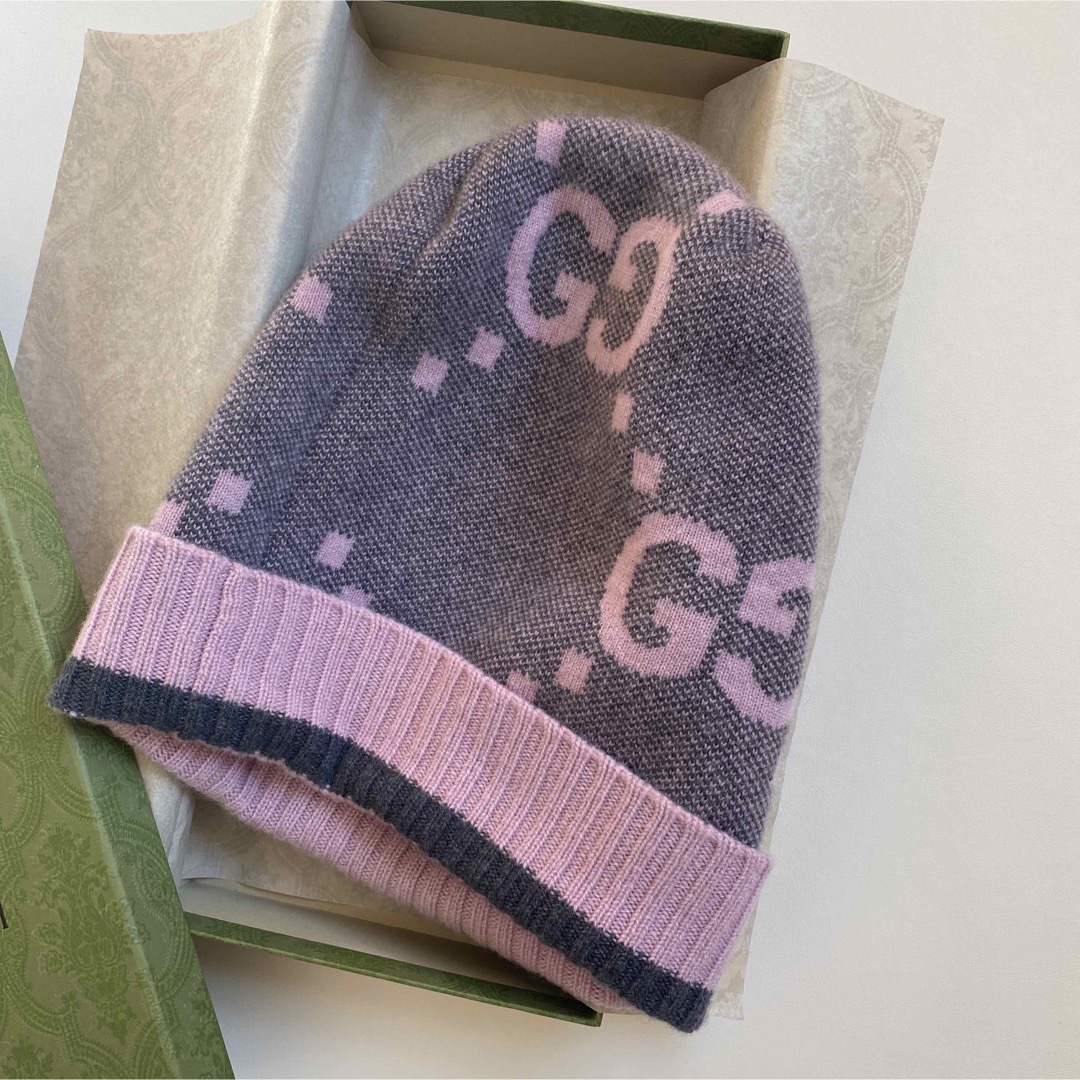 新品 国内完売 GUCCI グッチ GGカシミアジャガードニット帽子 M 新品 国内完売 GUCCI グッチ GGカシミアジャガードニット帽子 M