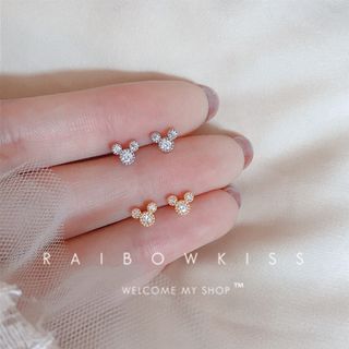 ジルコニア ピアス　K18 コーティング　ミニピアス シルバーカラー m39