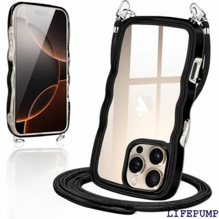 iPhone16 Pro 用 ケース ショルダー クリ 韓 ブラック 2732(iPhoneケース)