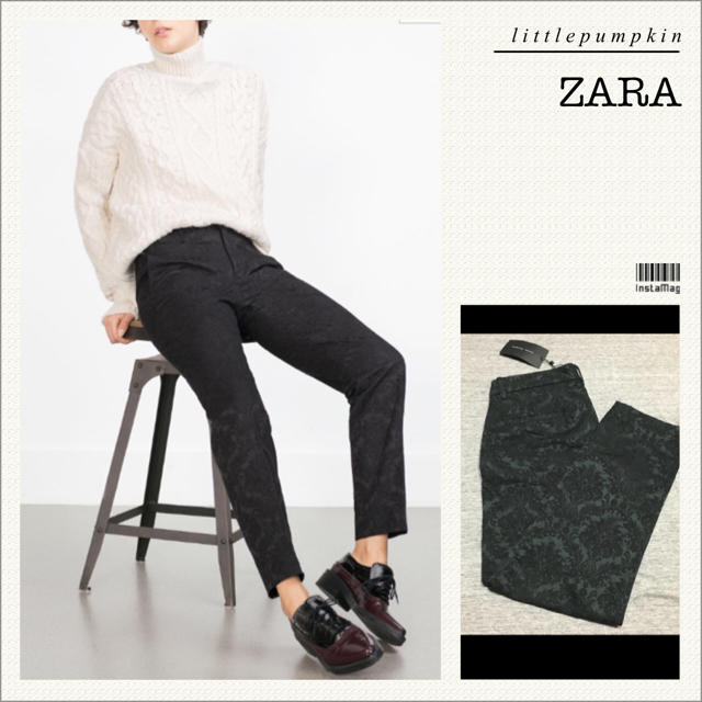 ZARA(ザラ)のZARA  ジャガードパンツ グリーン レディースのパンツ(カジュアルパンツ)の商品写真