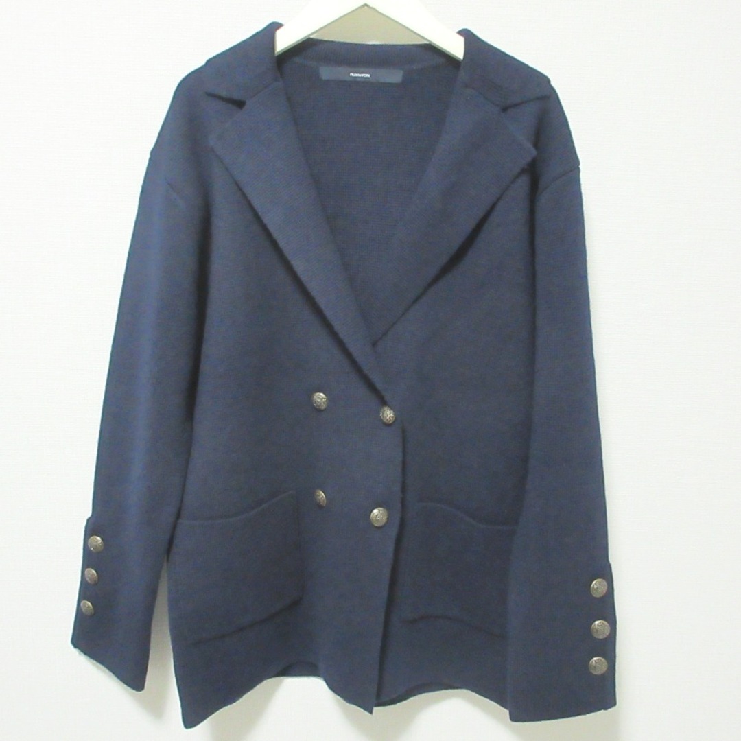 FRAMeWORK - 美品 23AW FRAMeWORK フレームワーク ミラノリブ ニットジャケット テーラードジャケット ネイビー レディース 古着 中古 USED