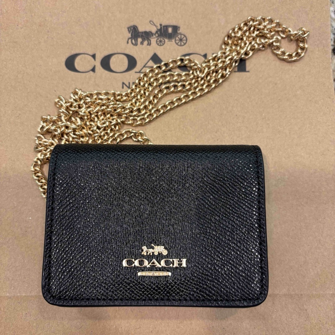 COACH - COACH コーチ チェーン付きミニウォレット ブラックの COACH - COACH コーチ チェーン付きミニウォレット ブラックの