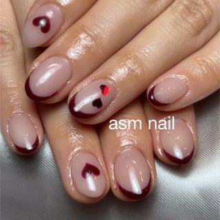 ネイルチップ ジェルネイル asmnail バレンタイン　ハートネイル(つけ爪/ネイルチップ)