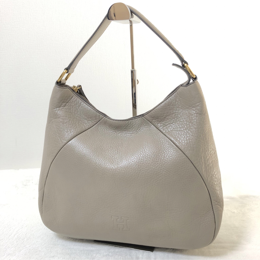 ヒロフ HIROFU ワンショルダーバッグ グレージュ シボ革 ヒロフ HIROFU ワンショルダーバッグ グレージュ シボ革