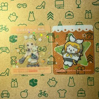 鏡音リン ラメ入りハーフクリアカード 2点セット しろたん×初音ミクコラボ(カード)